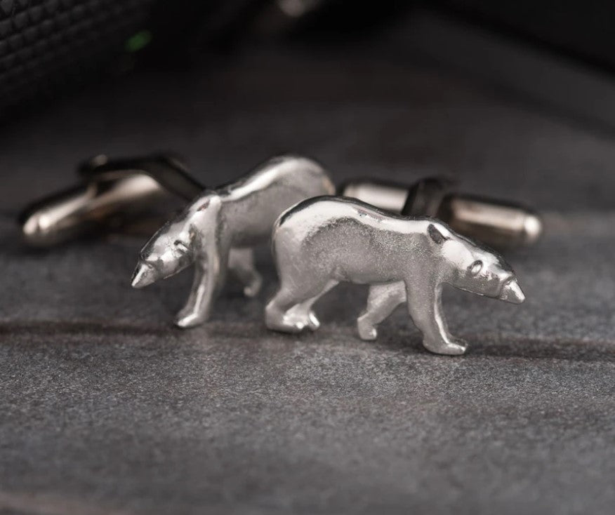 Pewter Cufflinks by Lancaster & Gibbings (Polar Bear)