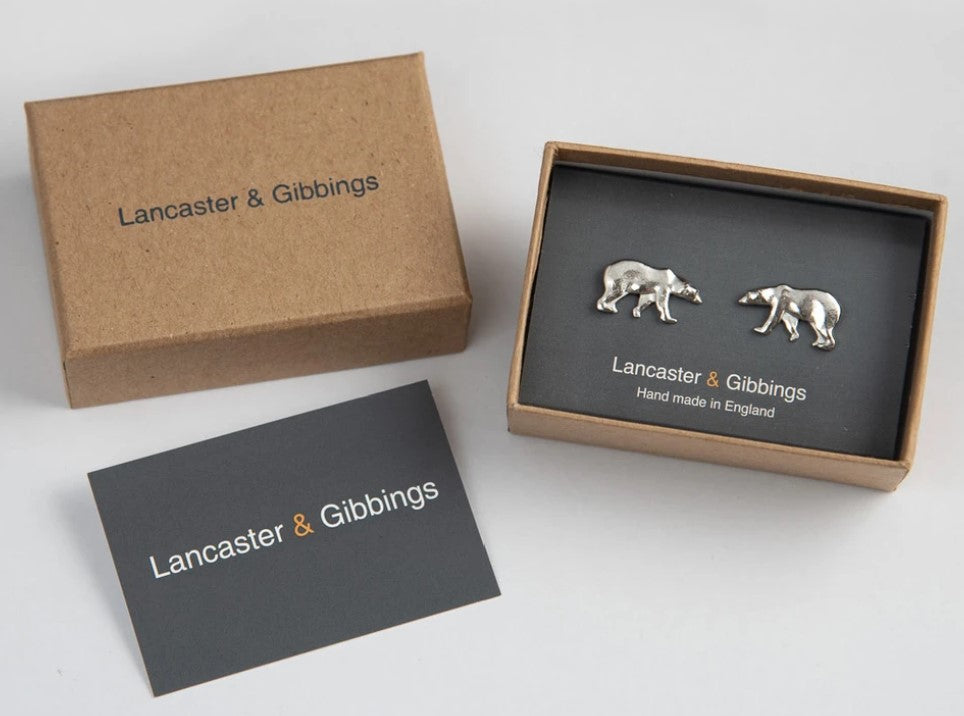 Pewter Cufflinks by Lancaster & Gibbings (Polar Bear)