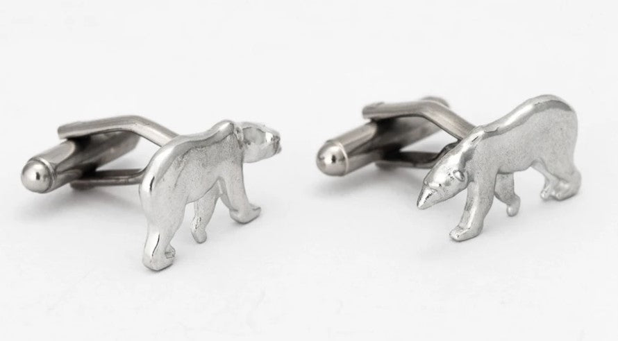 Pewter Cufflinks by Lancaster & Gibbings (Polar Bear)