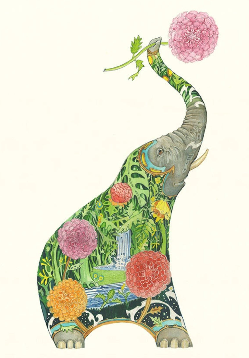 Card - Elephant with flower by Daniel Mackie