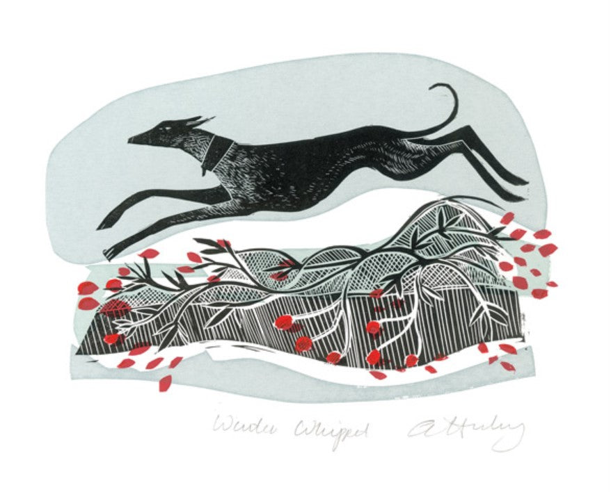 Card - Winter Whippet by Angela Harding