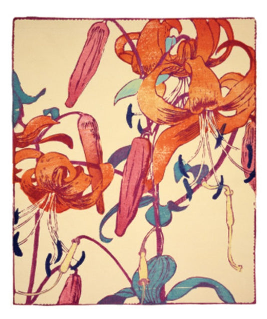 Card - Tiger Lilies Woodcut by Mabel Royds